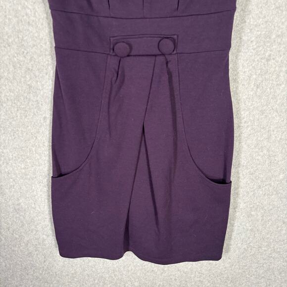 Appropriate Behavior Dress Junior 5 Purple Mini Knit Pleated Short Sleeve Career - Picture 3 of 11